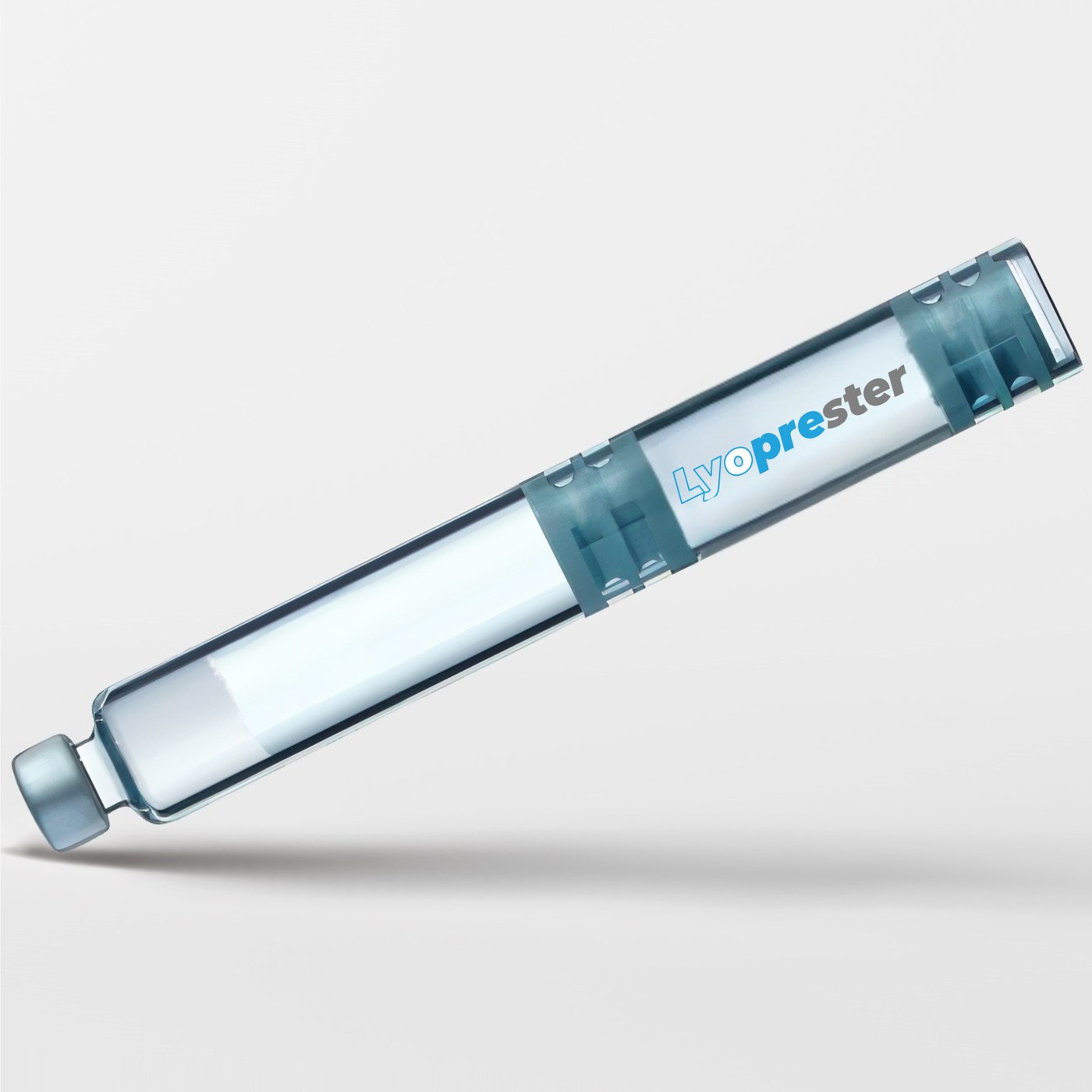 Freeze-dried peptide cake in a Lyoprester cartridge produced by Cryolapse (Cryogenic Pressure Collapse) — a Panacea Bio Chem technology by Bogdan Dicoias